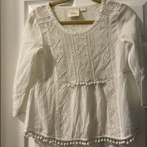 Anthro white beaded top